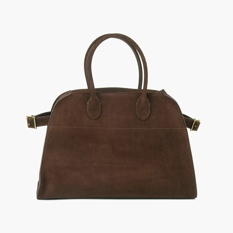 Donna-in Cow Suede Large Handbag Genuine Leather Casual Top Handle Tote Bag for Women Wine Red Fashion