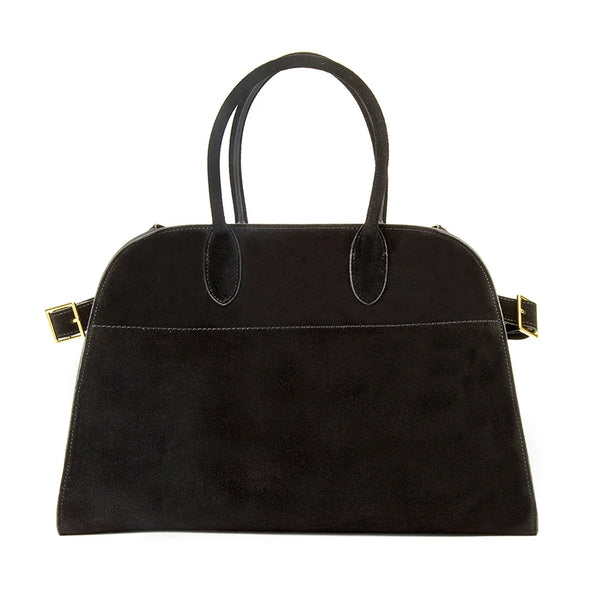 Donna-in Cow Suede Large Handbag Genuine Leather Casual Top Handle Tote Bag for Women Wine Red Fashion