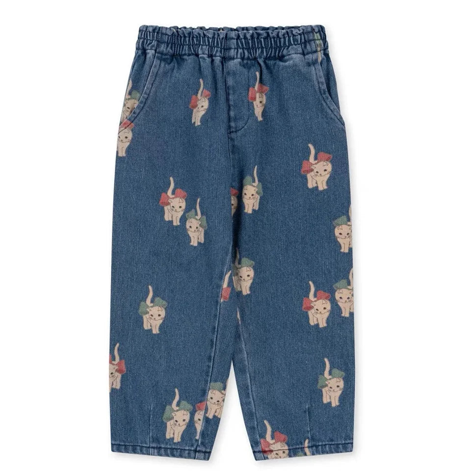 New KS Brand Toddler Kids Girls Cute Cats Print Dress Long Sleeve Blouse T-shirt Children Denim Jacket Coats Jean Pants Clothes