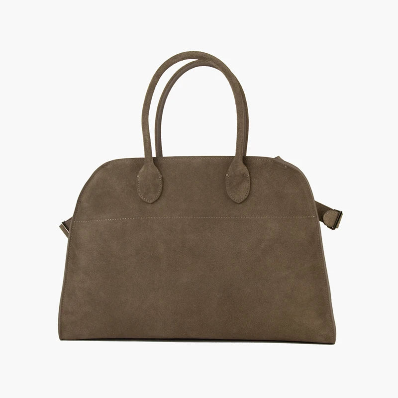 Donna-in Cow Suede Large Handbag Genuine Leather Casual Top Handle Tote Bag for Women Wine Red Fashion